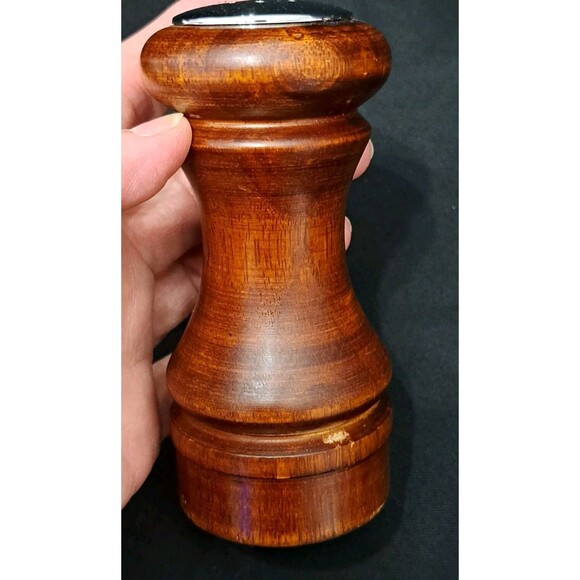 Mr. Dudley MCM Vintage Wood Salt Shaker and Pepper Mill Brown Wooden - Picture 3 of 6